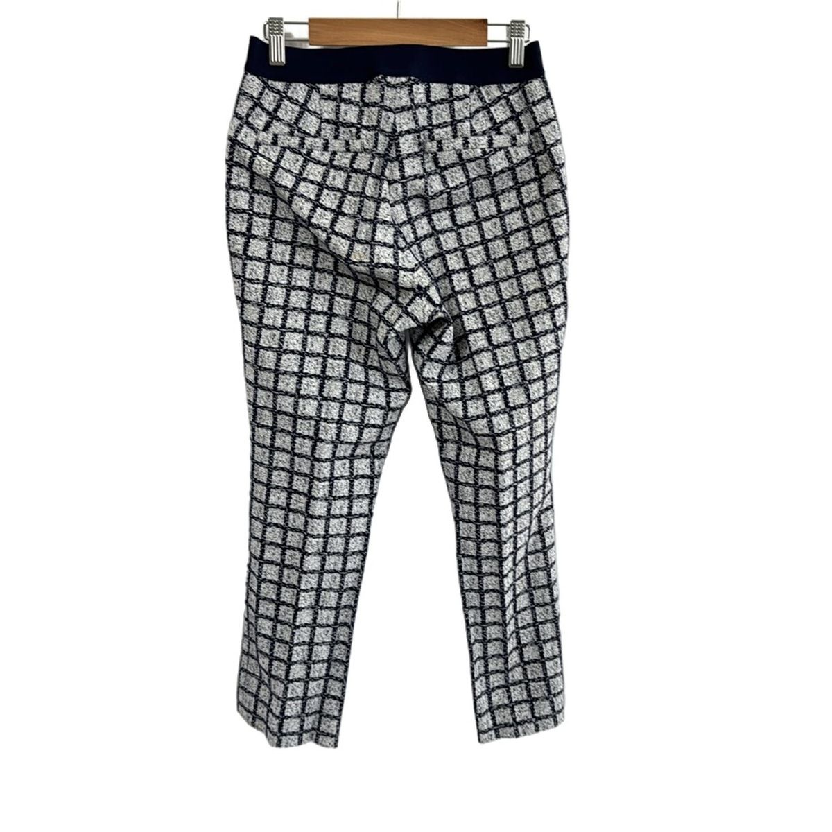 M Fil エムフィル パンツ サイズ38 M レディース - 白×ダークネイビー フルレングス チェック柄