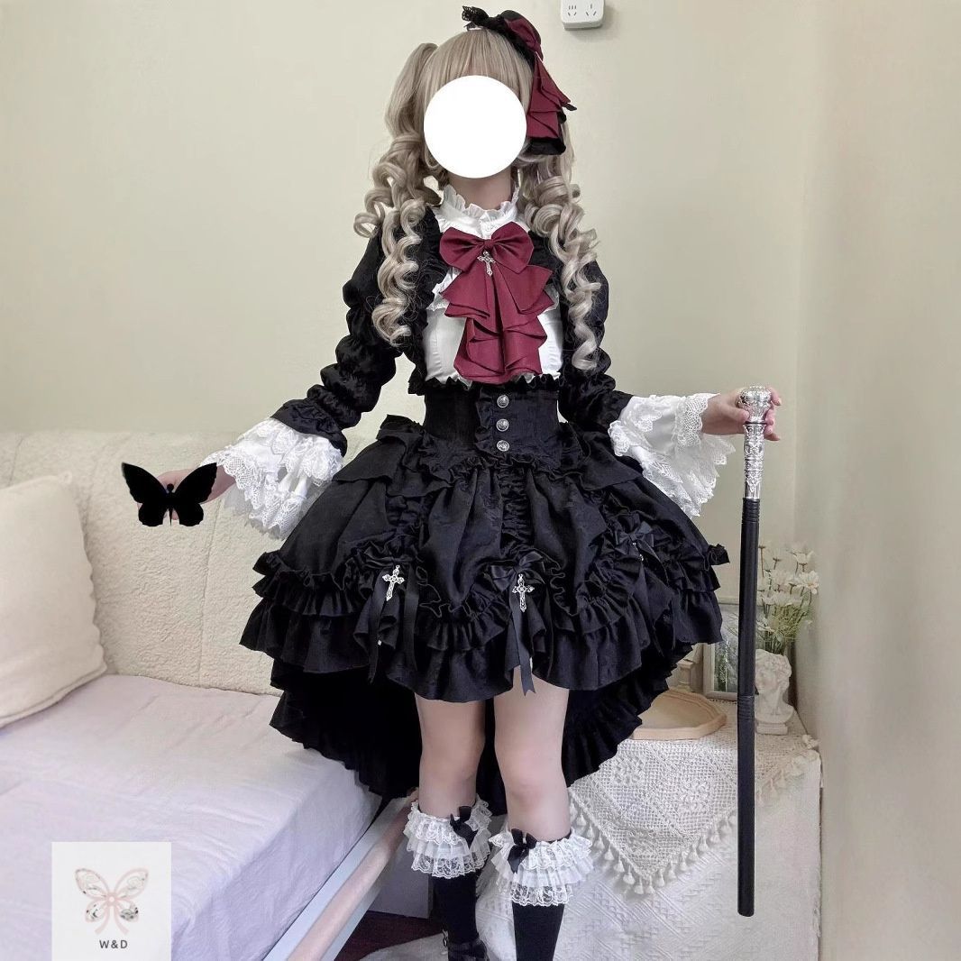 フレンチロリータ3点セット コルセットワンピ ゴシック 宮廷風 ドール系 フォトジェニック 上質レース 記念日 コスプレ パーティー 宮廷の夢を現代に紡ぐ ふんわりスカートが魅せるゴシックドールの煌めき