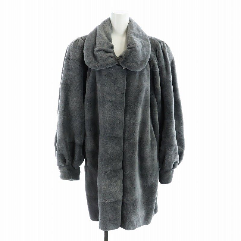 EMBA　エンバ　シェアードミンク　毛皮コート　裏地総柄　黒　ブラック エンバ EMBA 毛皮コート シェアードミンクファー 長袖 ロング 総