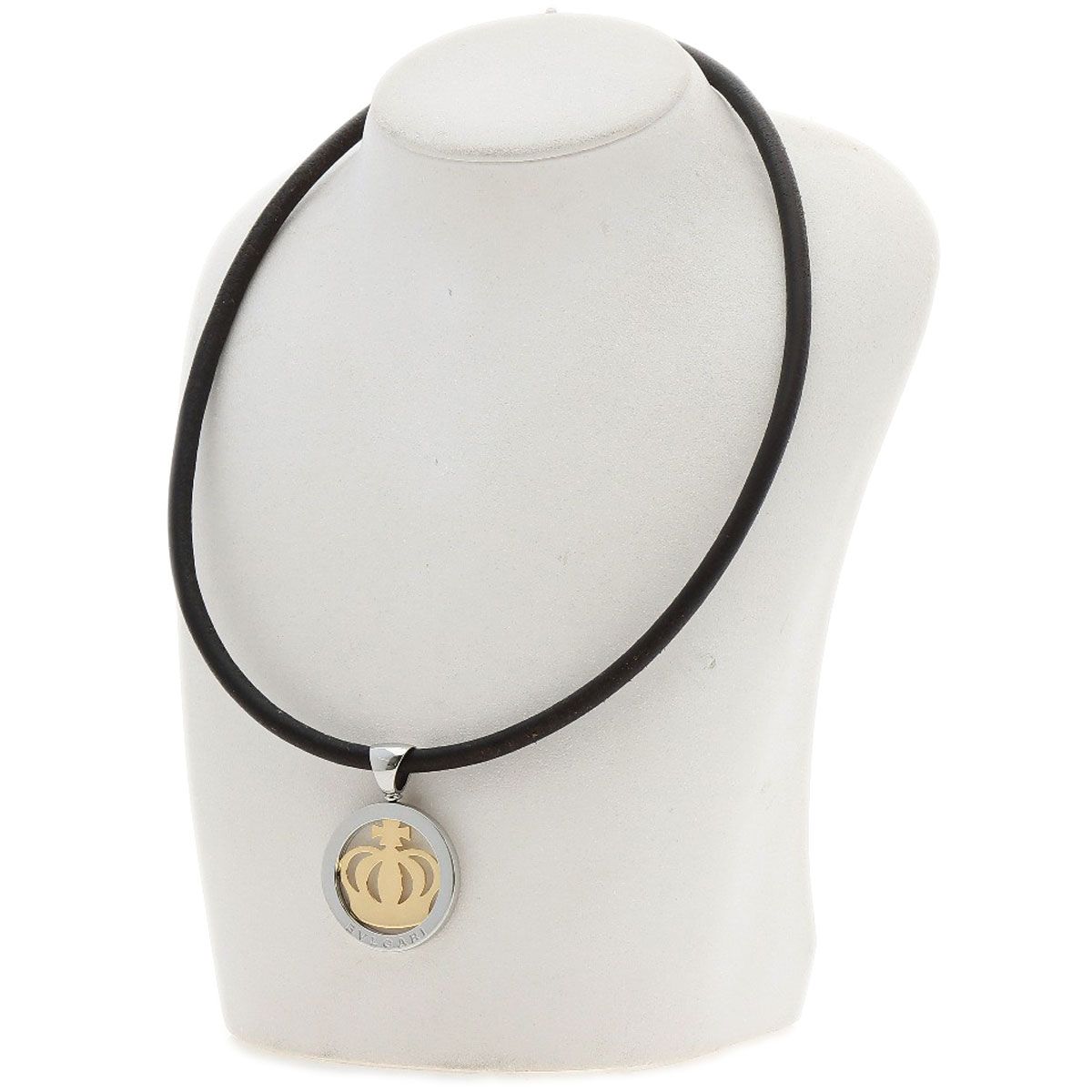 BVLGARI ブルガリ トンド クラウン ネックレス K18YG SS レディース 