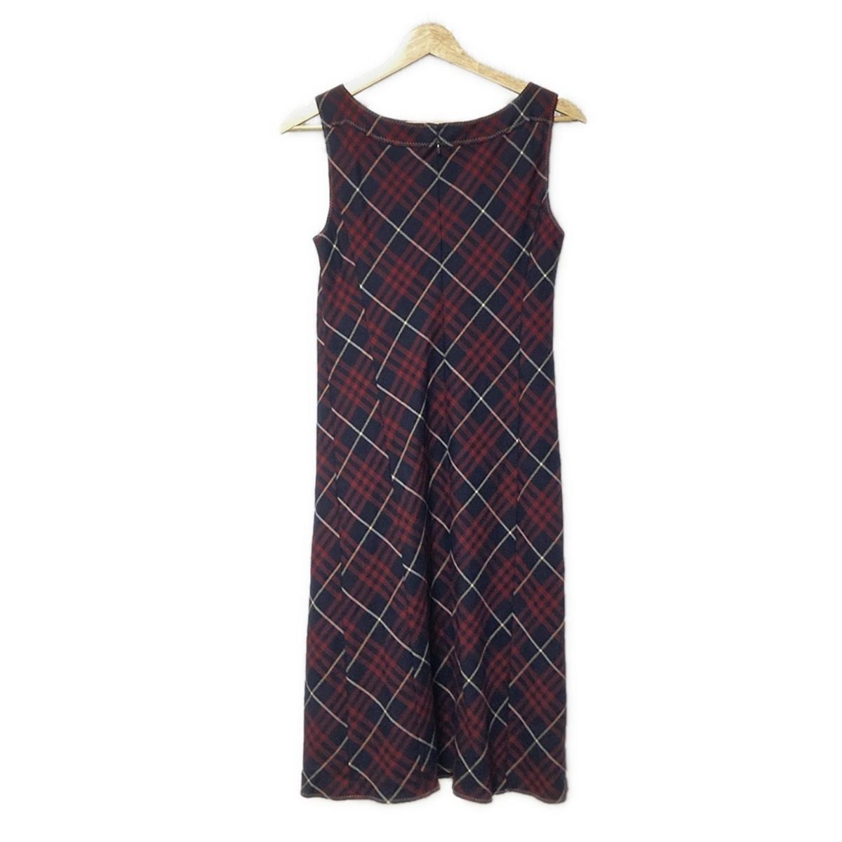 バーバリーブルーレーベル ワンピース サイズ38 M レディース - 黒×レッド×ベージュ ノースリーブ ロング チェック柄