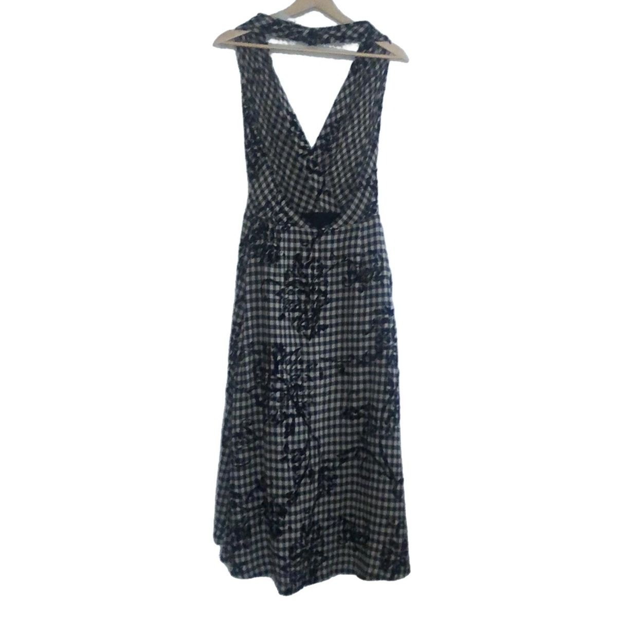 TAE ASHIDA タエアシダ ワンピース サイズ9 M レディース - 黒×アイボリー ホルターネックワンピ マキシ丈 チェック柄