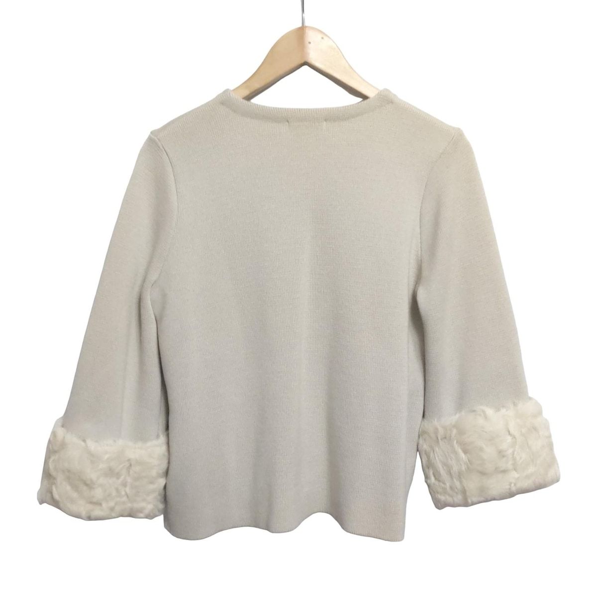 ADORE アドーア カーディガン サイズ38 M レディース - グレーベージュ 七分袖 ラムファー着脱可