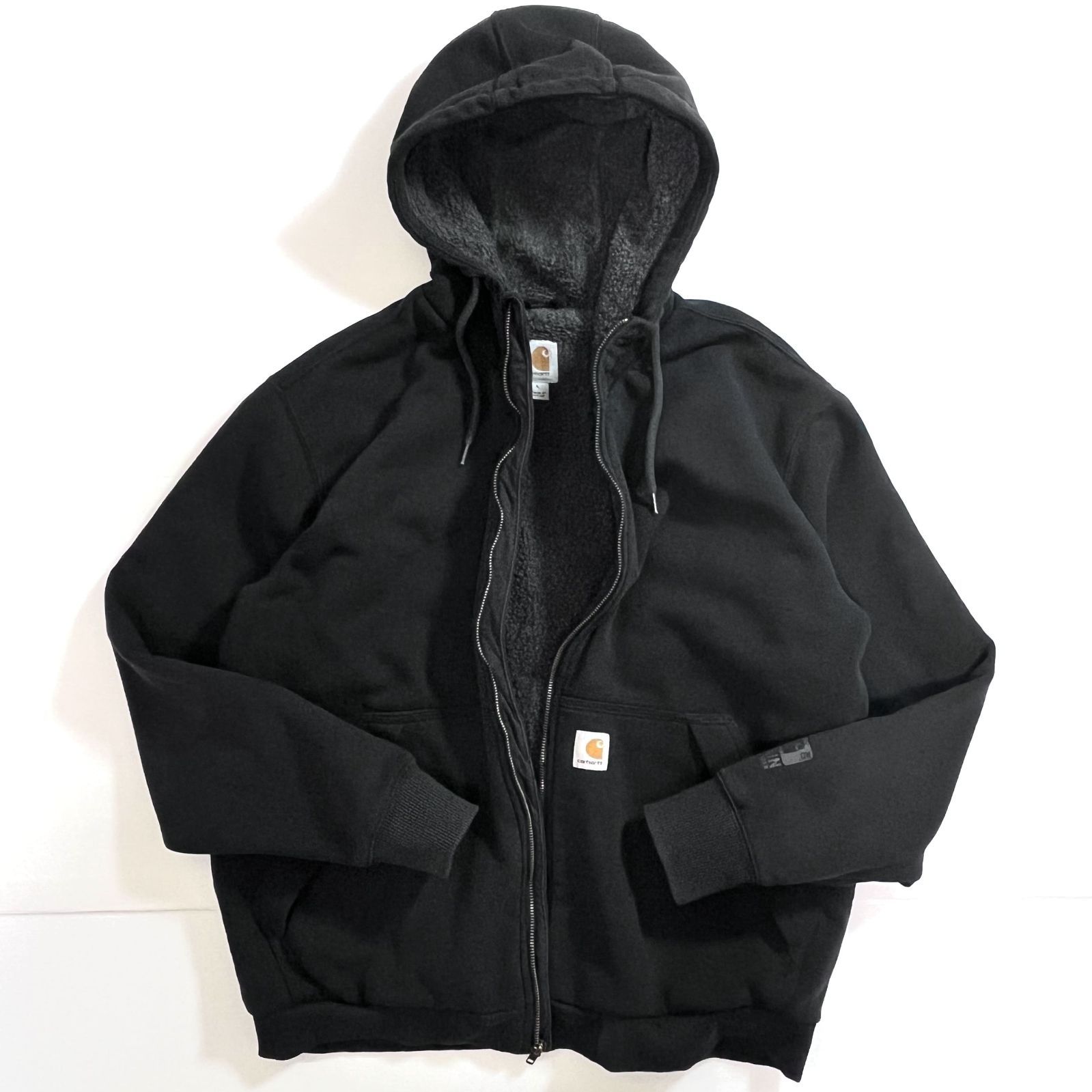 美フェード Carhartt カーハート BLK ジップアップ 裏ボア フリース 