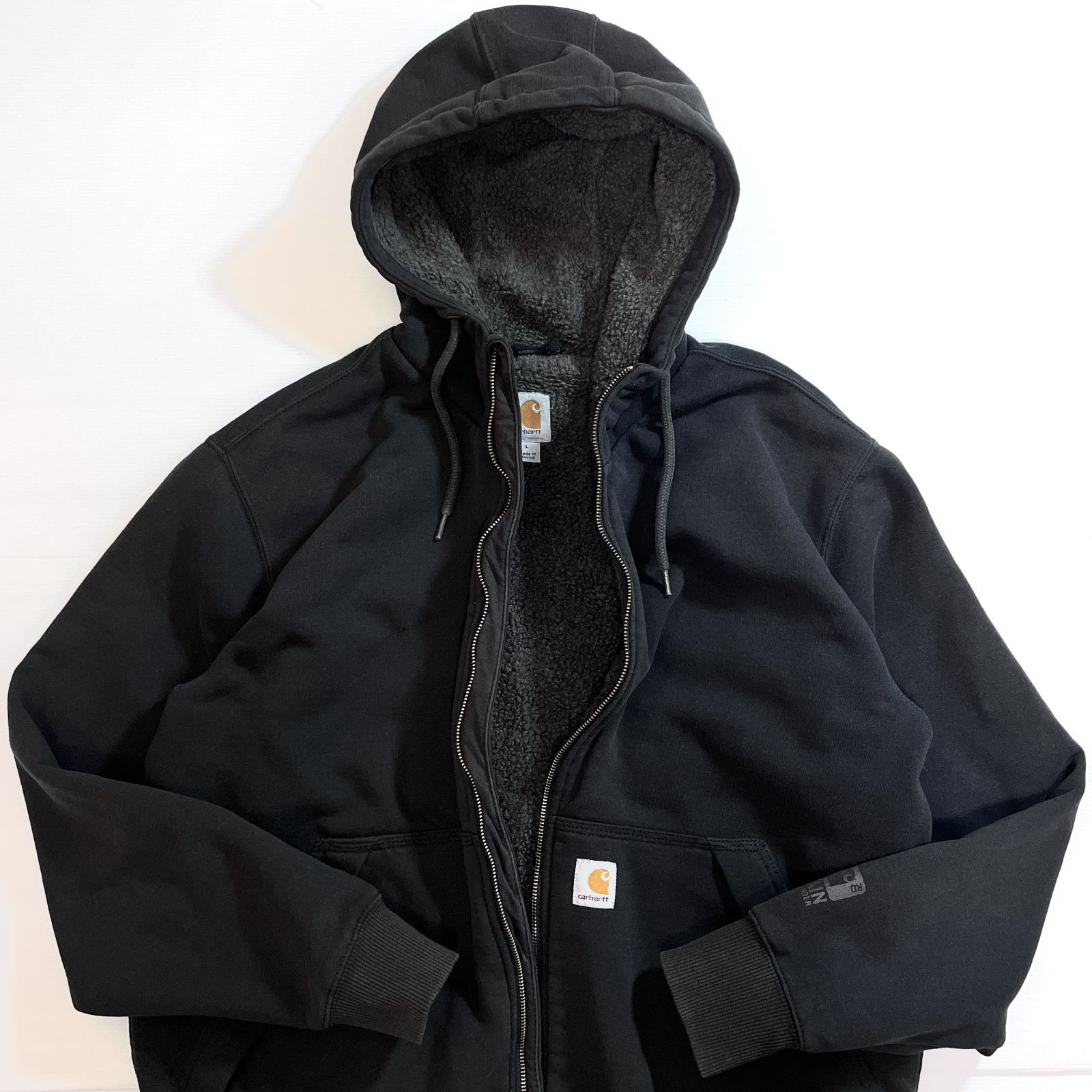 美フェード Carhartt カーハート BLK ジップアップ 裏ボア フリース