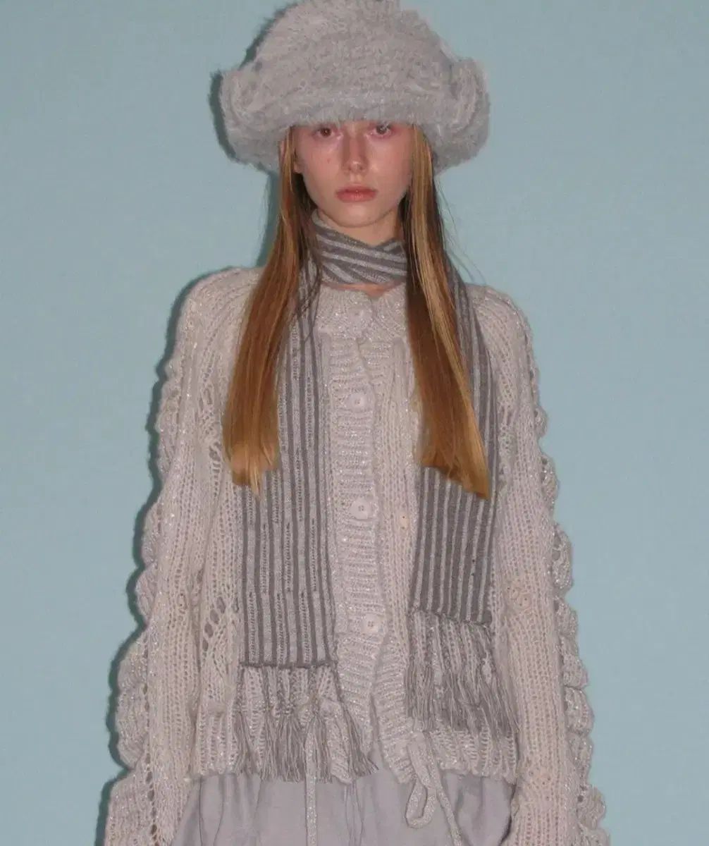 TYPESERVICE タイプサービス グリッター ニット カーディガン マフラー セット