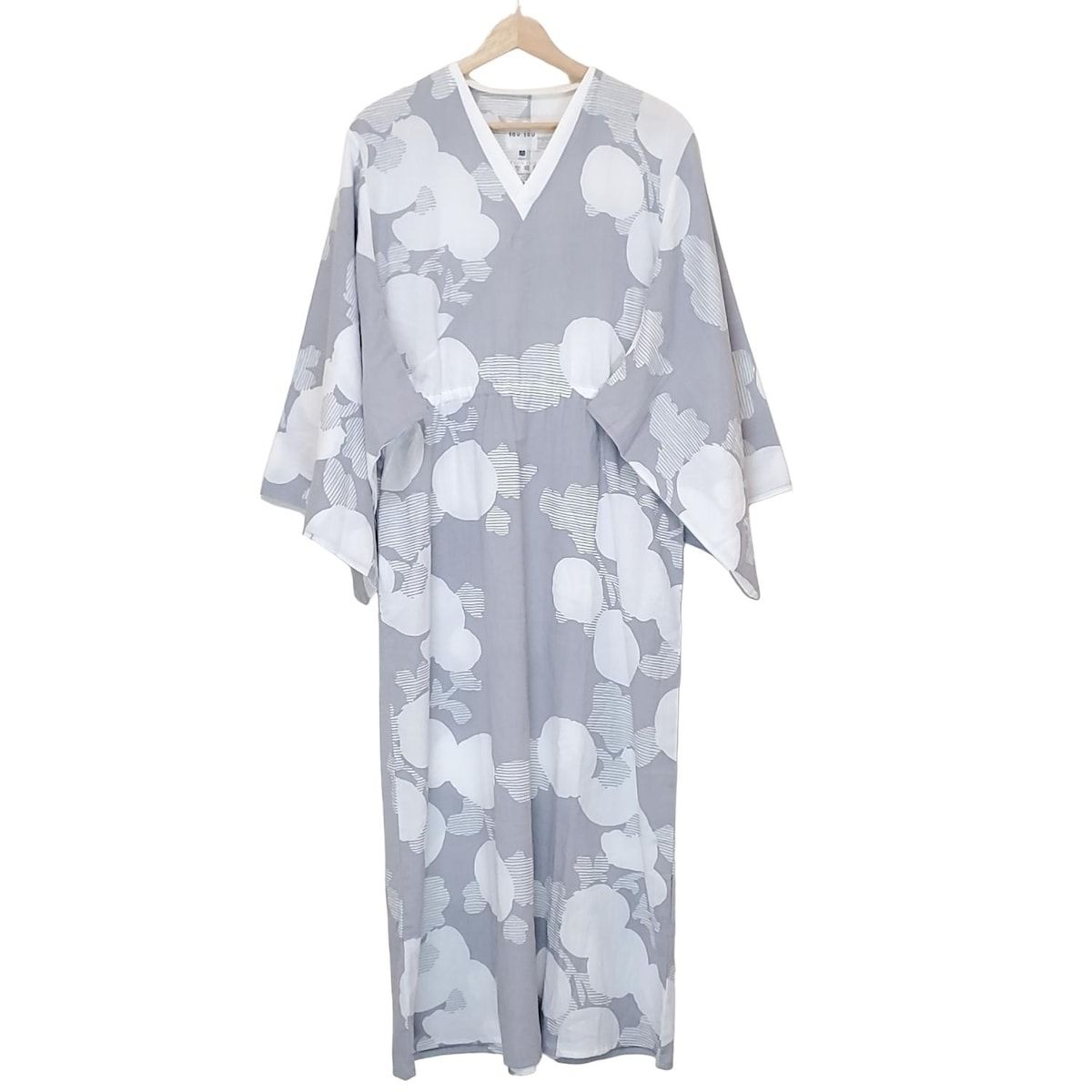 SOU SOU ソウソウ ワンピース サイズM レディース - ライトグレー×白 長袖 マキシ丈