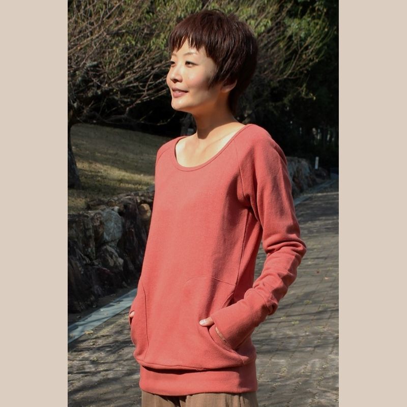 つつむ ヘンプロングスウェット コーラルピンク