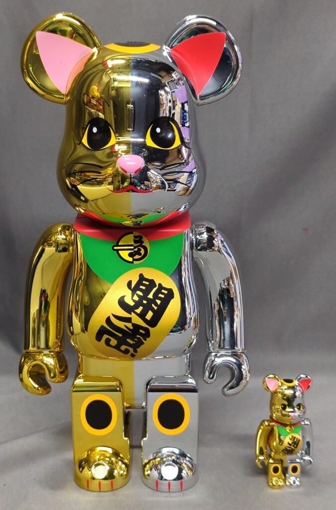 MEDICOM TOY BE RBRICK 招き猫ベアブリック 千万両 金X開運銀 -400