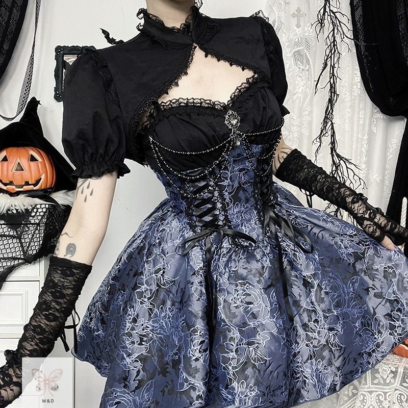 秋 暗黒系ドレス シルエット強調デザイン ツー ジャカード センシュアル レディース フォトジェニック イベント 夜会 闇を纏う魅惑のジャカードが の夜に君のシルエットを輝かせる