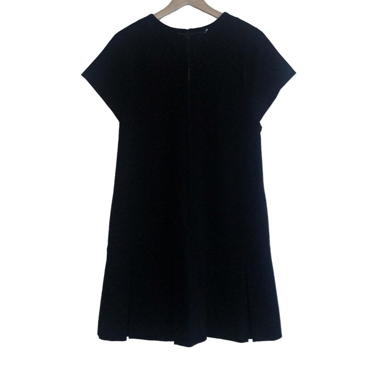 FOXEY YORK フォクシーニューヨーク ワンピース サイズ42 L レディース - 35623 黒 クルーネック 半袖 ひざ丈 プリーツ