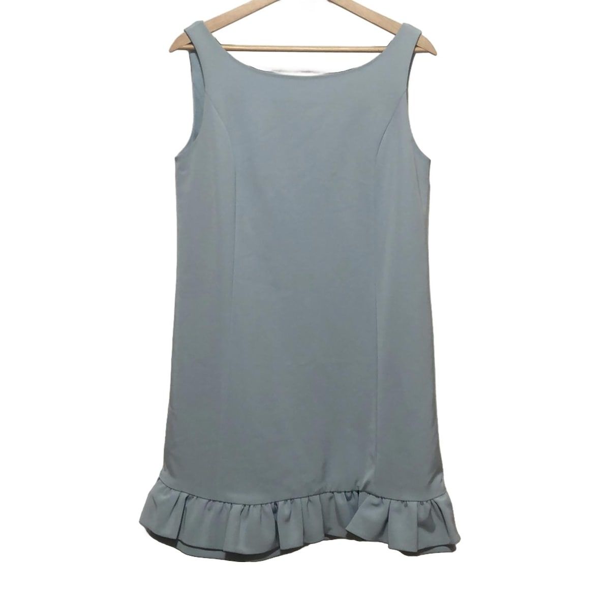 フォクシーニューヨーク ワンピース サイズ42 L レディース - 29678 ライトブルー クルーネック ノースリーブ ひざ丈 フリル