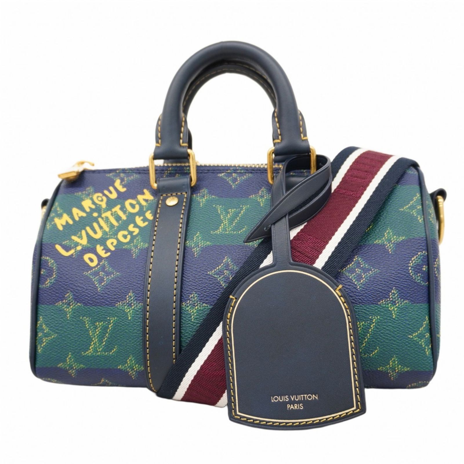 ルイ ヴィトン Louis Vuitton ルイ ヴィトン ハンドバッグ モノグラム ヘリテージ キーポルバンドリエール25 M25786 ブルーストライプ 2wayバッグメンズ