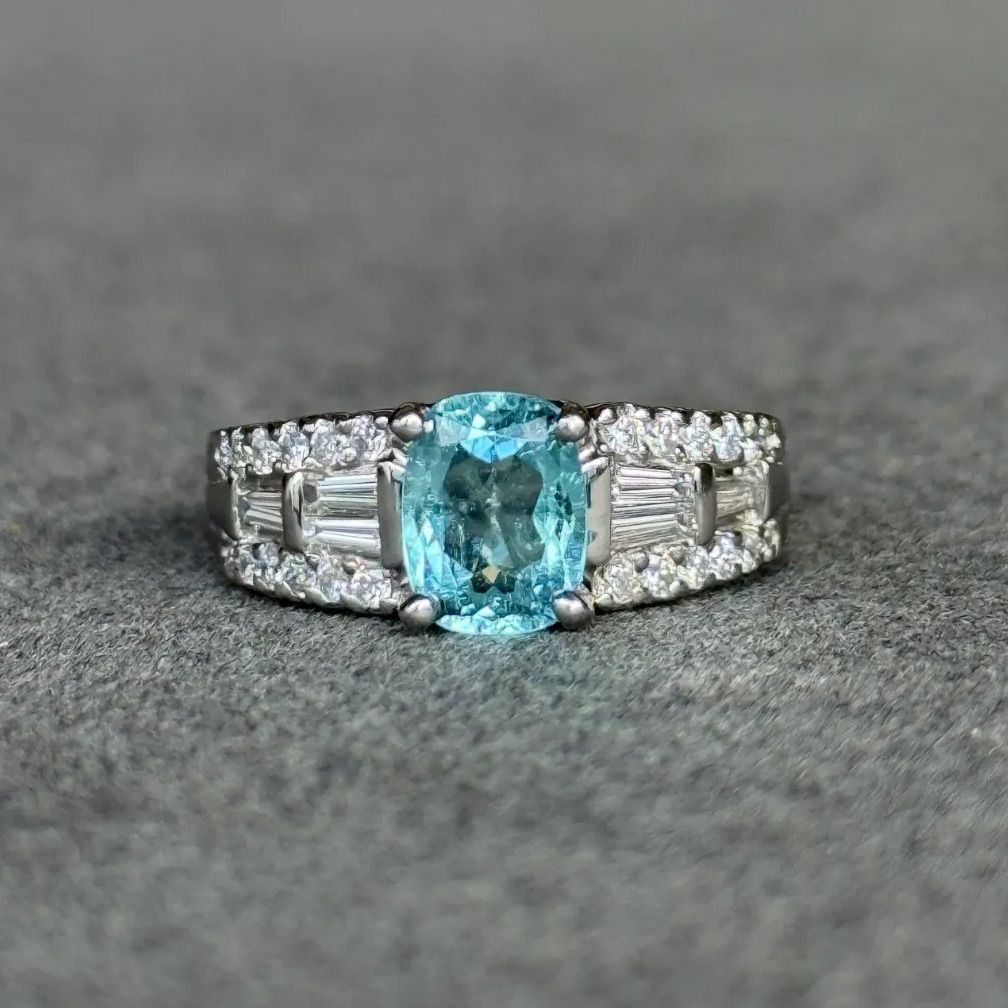 Pt900天然パライバトルマリン1.126ctダイヤ0.46ctリング - メルカリ