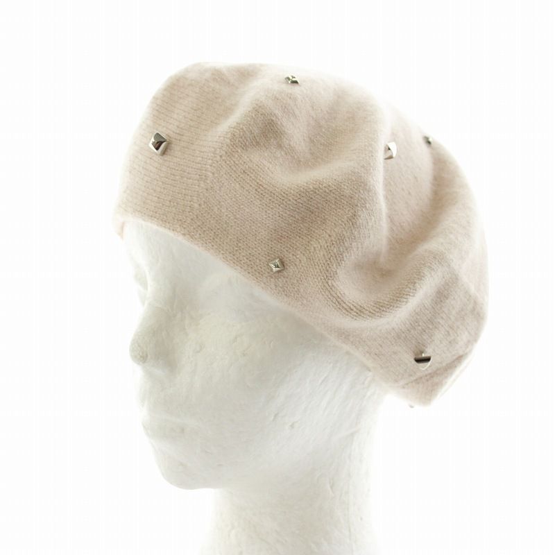エルメス HERMES イタリア製 帽子 ベレー帽 カシミヤ スタッズ