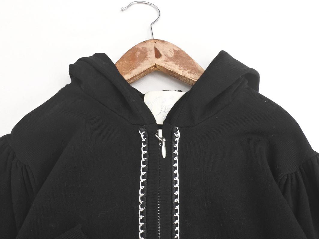 Chesty チェスティ チェーン ニット ジップアップ パーカー sizeF/黒