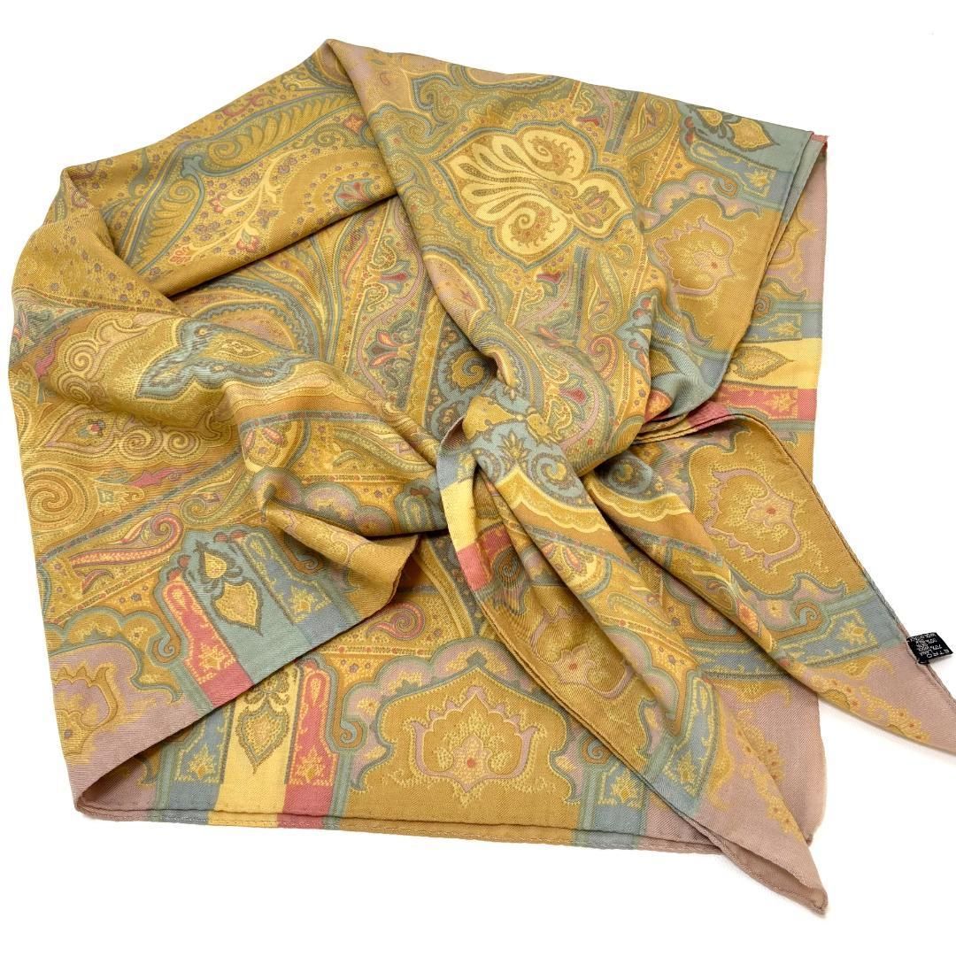 美品 ETRO エトロ 大判ショール ストール ペイズリー柄 ウールシルク