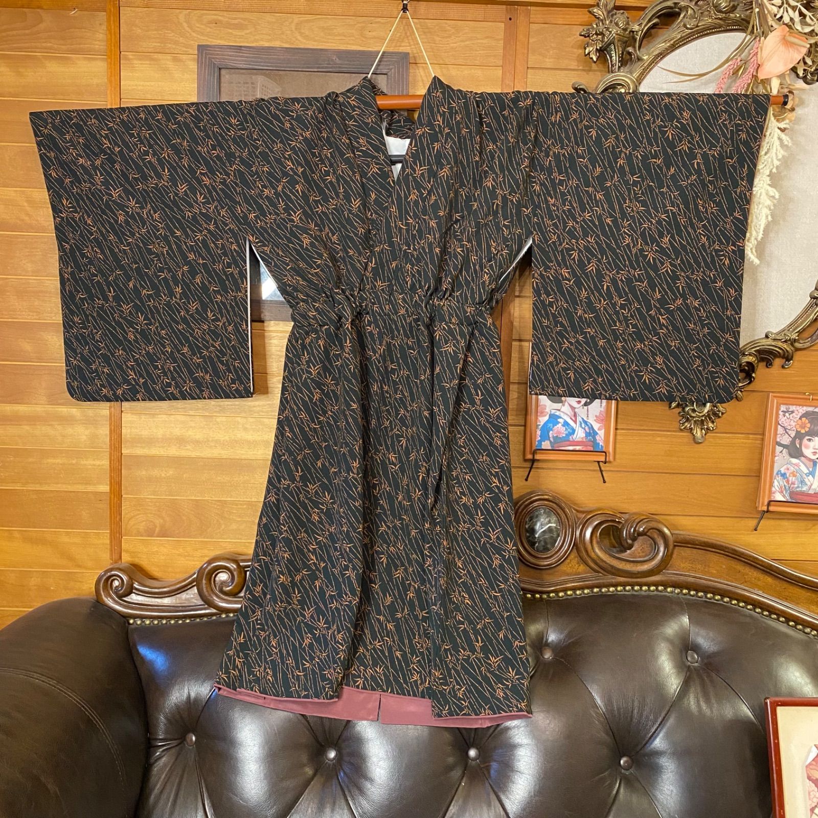 着物リメイク ワンピース｜洗える化繊素材＆コルセット太ゴムベルト付き