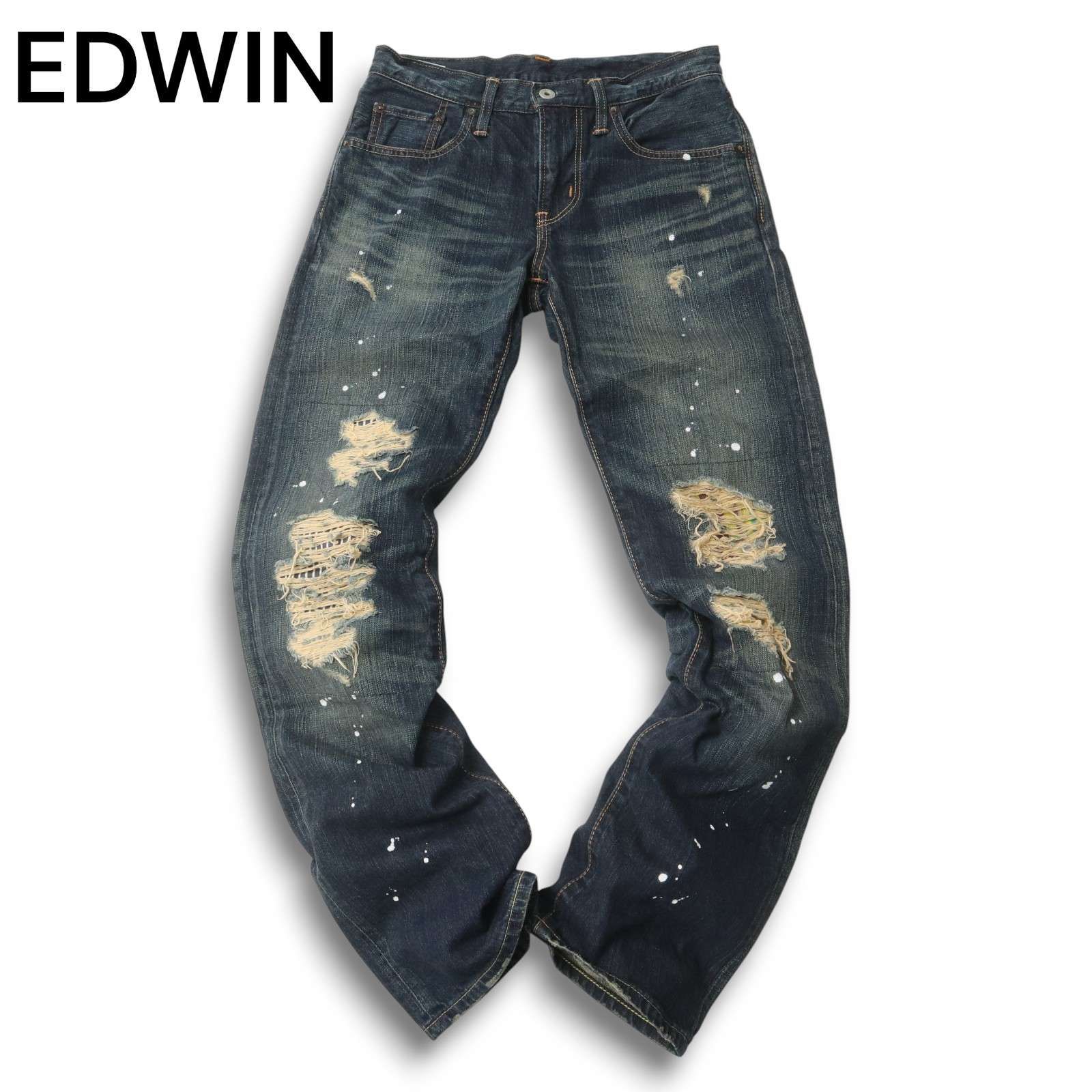 EDWIN エドウィン 503VG 通年 ダメージ＆ペイント加工☆ ストレート 