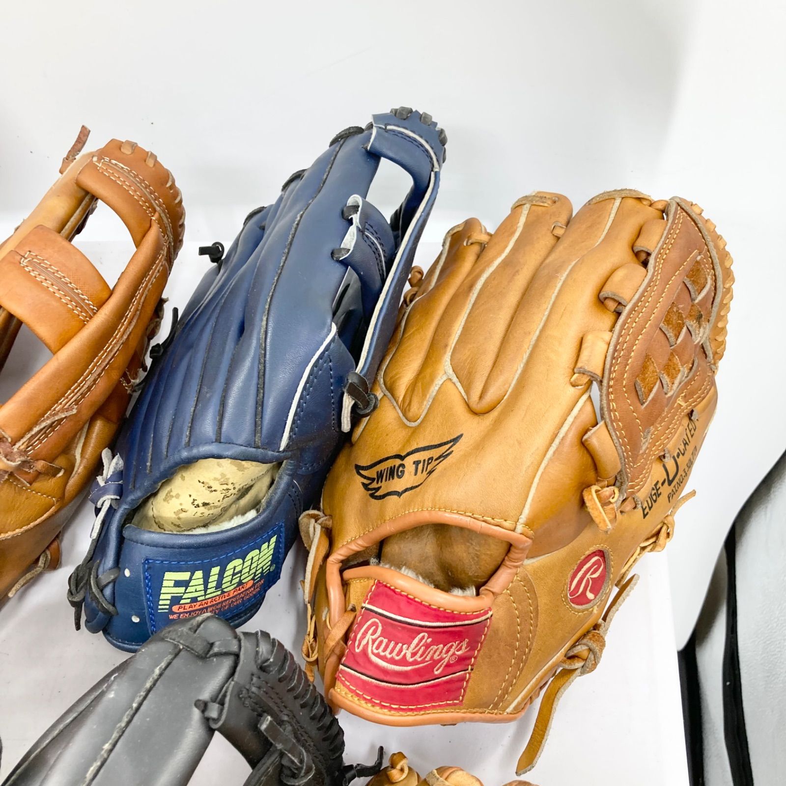軟式グローブ 現状販売 13点 Mizuno SSK Rawlings Falcon JELINEK など ブランド混在 大人用 子ども用 野球 ソフトボール