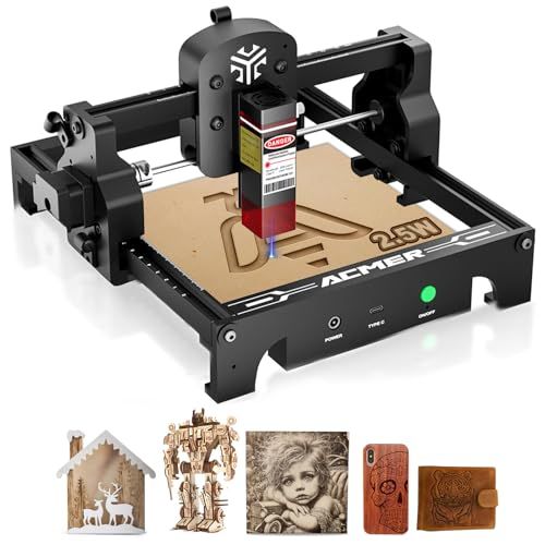 ACMER S1 レーザー 彫刻機 高精度 ミニ 彫刻機 LightBurn と互換性があり 木材 革 アクリル タンブラーなどのレーザー加工用 作業領域13 13cm S1 3500mW mp bdbd3039