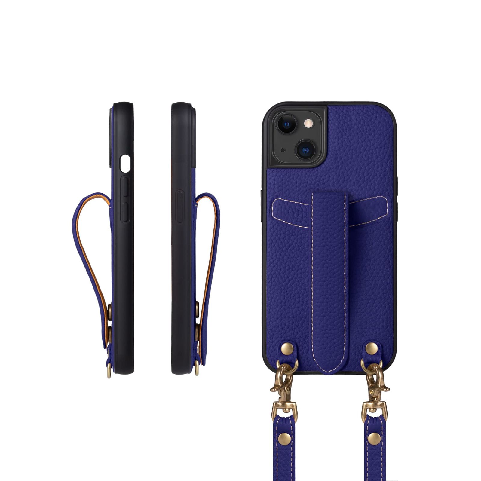 COGURE 交換 スマホケース iPhone15 ケース ショルダーストラップ 本革 落下防止 耐衝撃 ギフトボックス付き COPG ブルーロワイヤル BlueRoyale