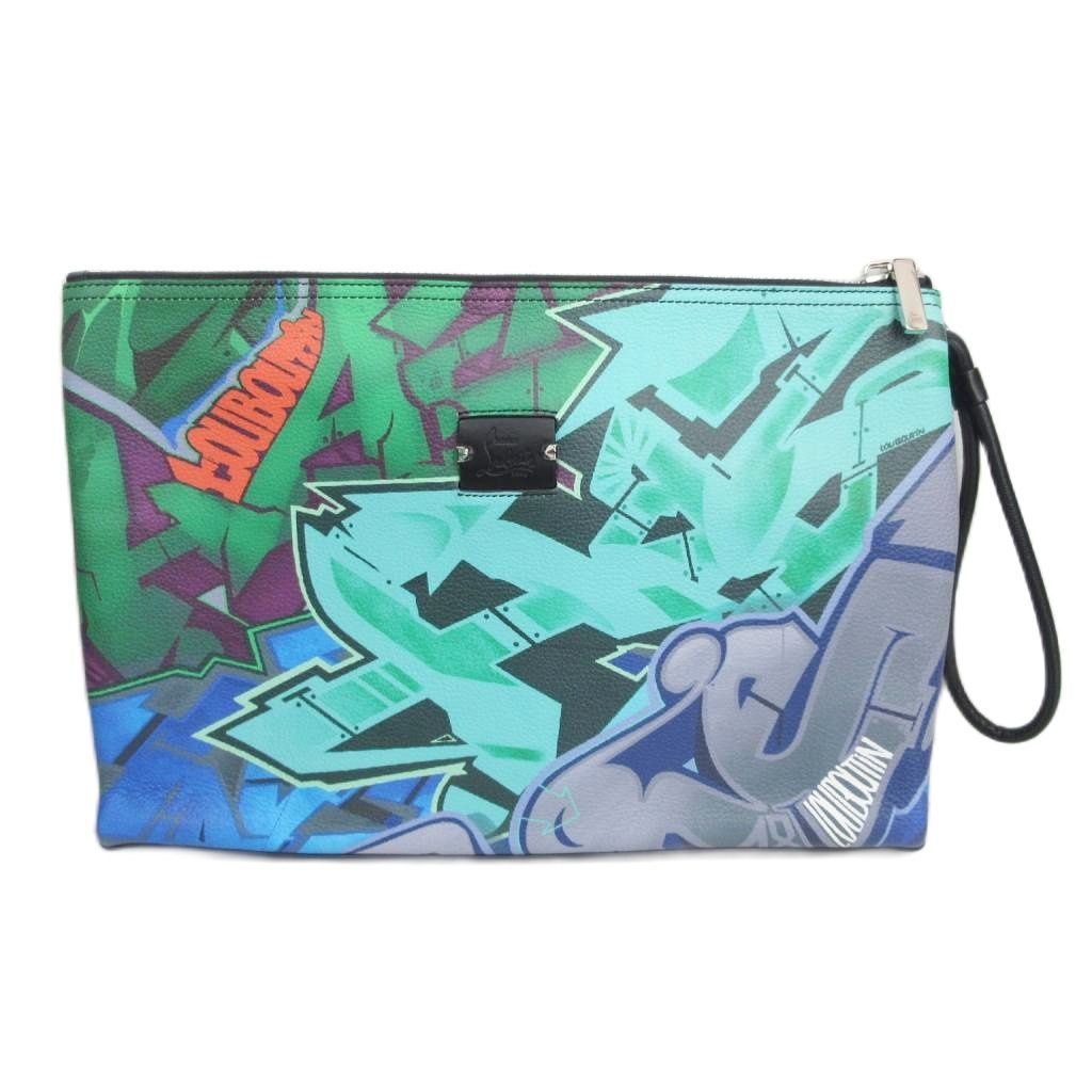 クリスチャンルブタン Christian louboutin Kaloupouch カルーポーチ クラッチバッグ 総柄 ロゴ プリント グラフィティ ストリートアート マルチ 1103