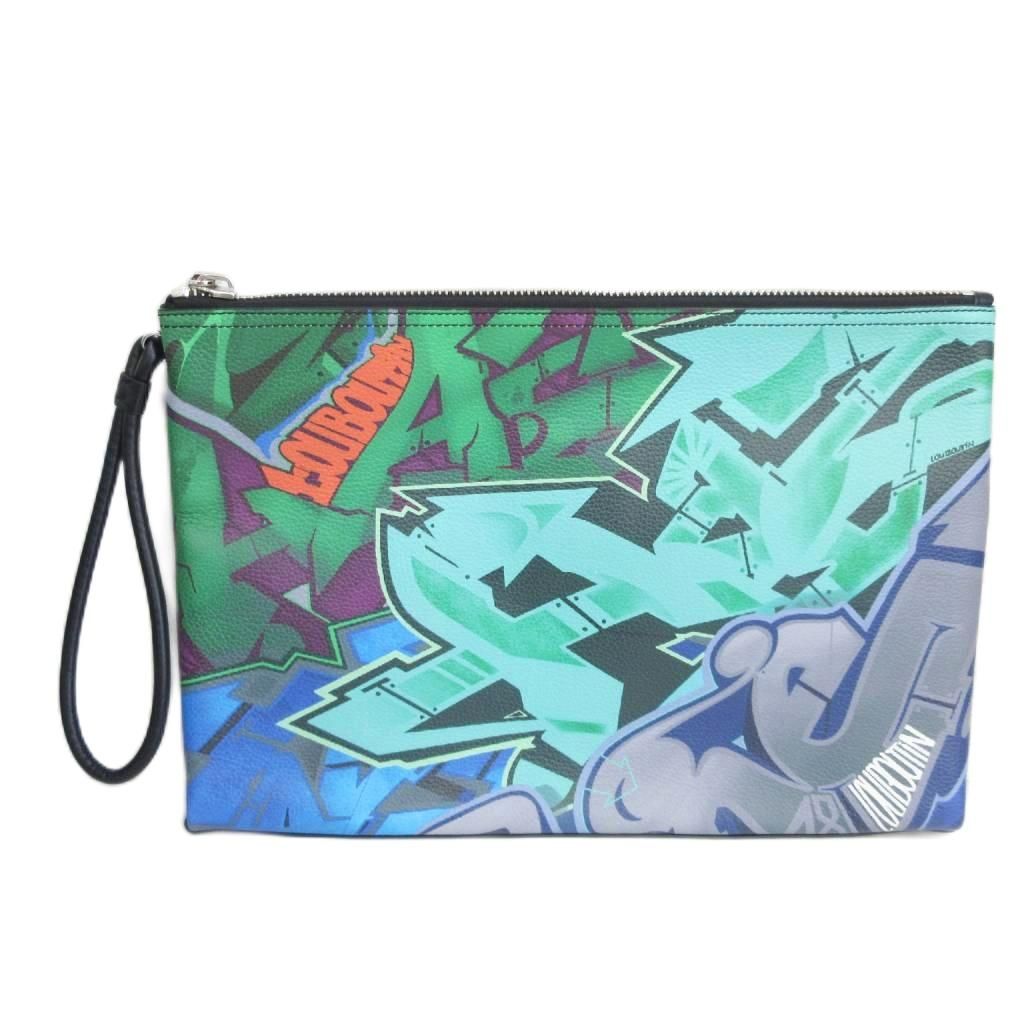 クリスチャンルブタン Christian louboutin Kaloupouch カルーポーチ クラッチバッグ 総柄 ロゴ プリント グラフィティ ストリートアート マルチ 1103