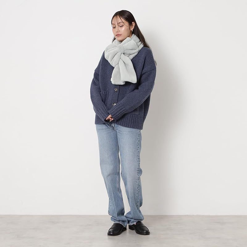 Paul-Joe ムーンバット ポールアンドジョー アクセソワ WEB フェイクファー ビッグリボンマフラー ギフト袋付き 50079 ライトグレー 1