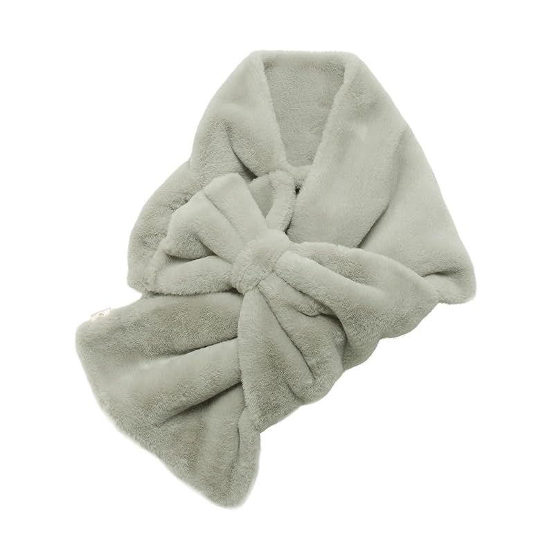 Paul Joe ムーンバット ポールアンドジョー アクセソワ WEB フェイクファー ビッグリボンマフラー ギフト袋付き 50079 ライトグレー 1