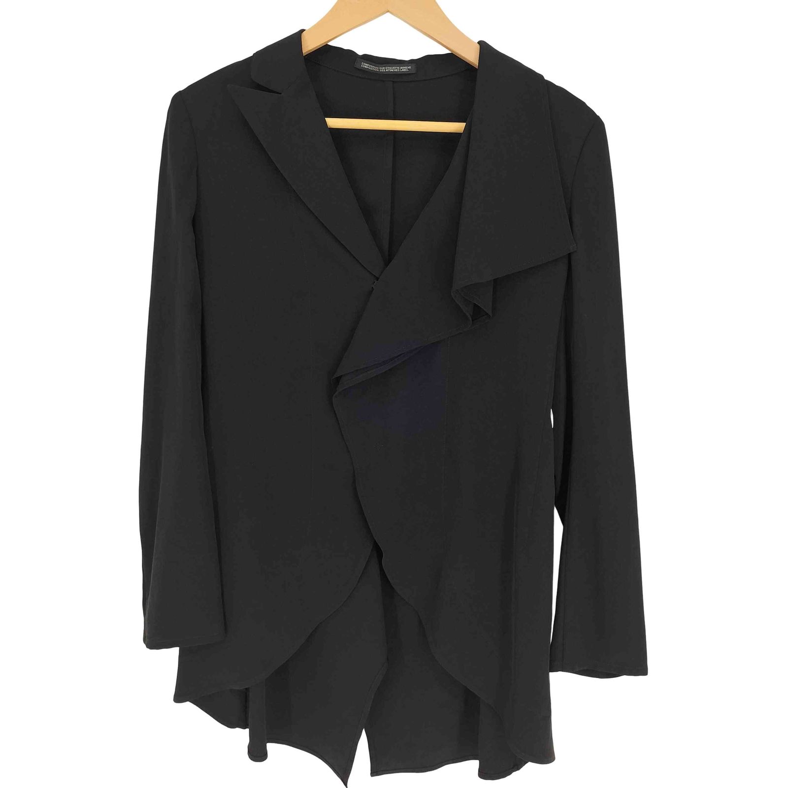 ヨウジヤマモト Yohji Yamamoto 25SS Draped 2B Snap Button Square Lace Jacket ドレープ 2B スナップボタン スクエア レース ジャケット レディース JPN 1