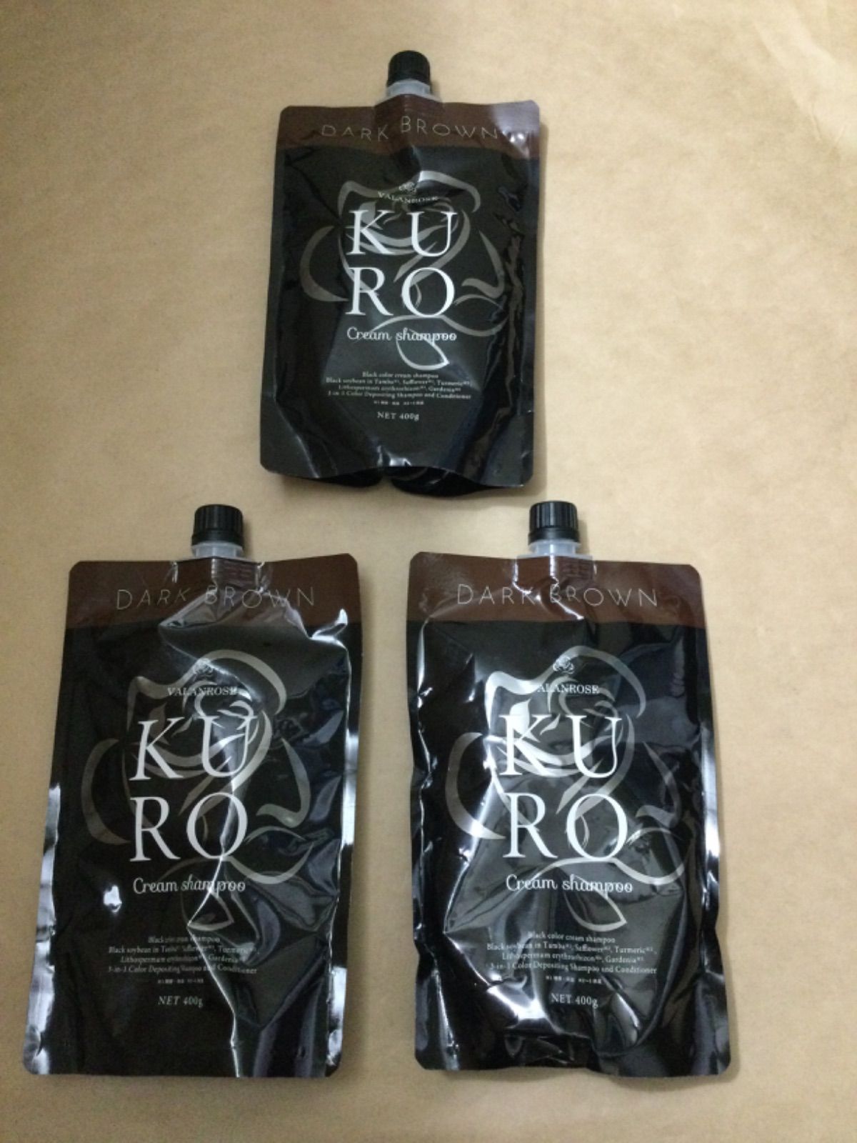VALANROSE バランローズ クロクリームシャンプー ダークブラウン 400g 3袋セット