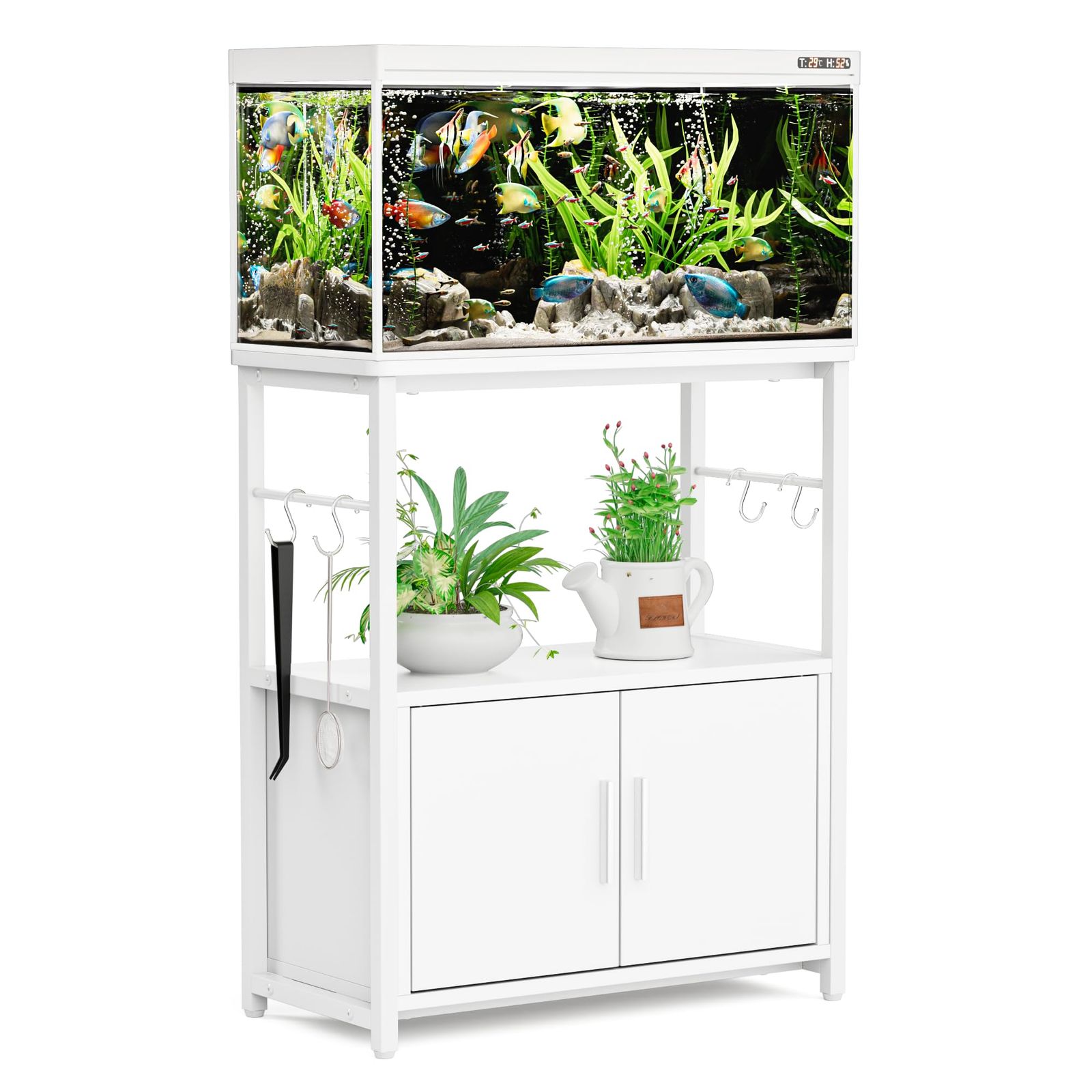 DEWEL 水槽スタンド 水槽台 幅60 奥行30 高さ70cm 総耐荷重約200kg 3段 収納 ラック 棚 水槽用 頑丈 水槽置き台 組立式 アジャスター付き ホワイト