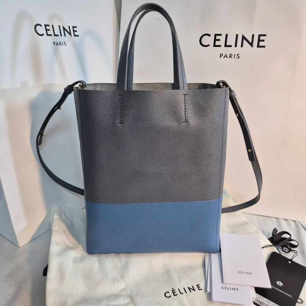 Celine セリーヌ カバス トートバッグ グレー ブルー
