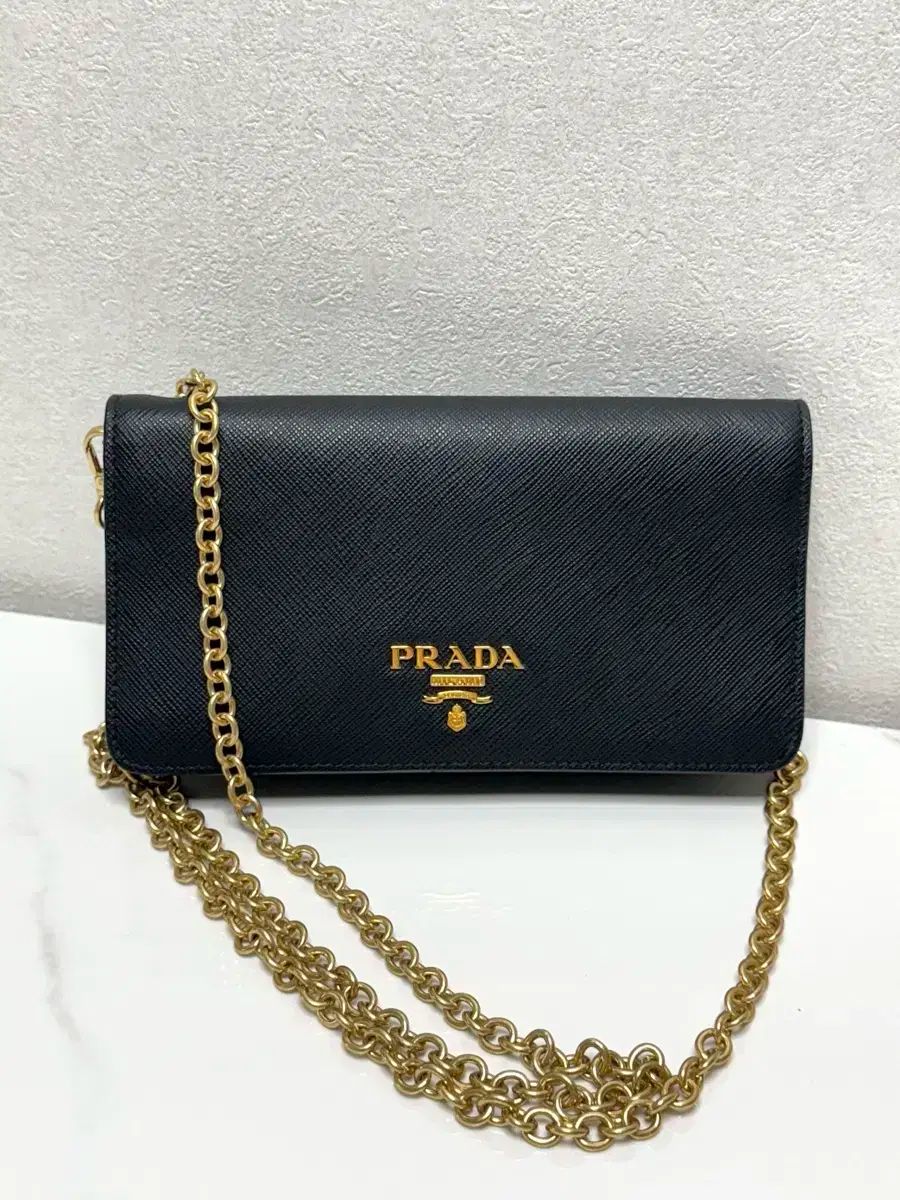 A PRADA プラダ サフィアーノ ミニ チェーン クロスバック
