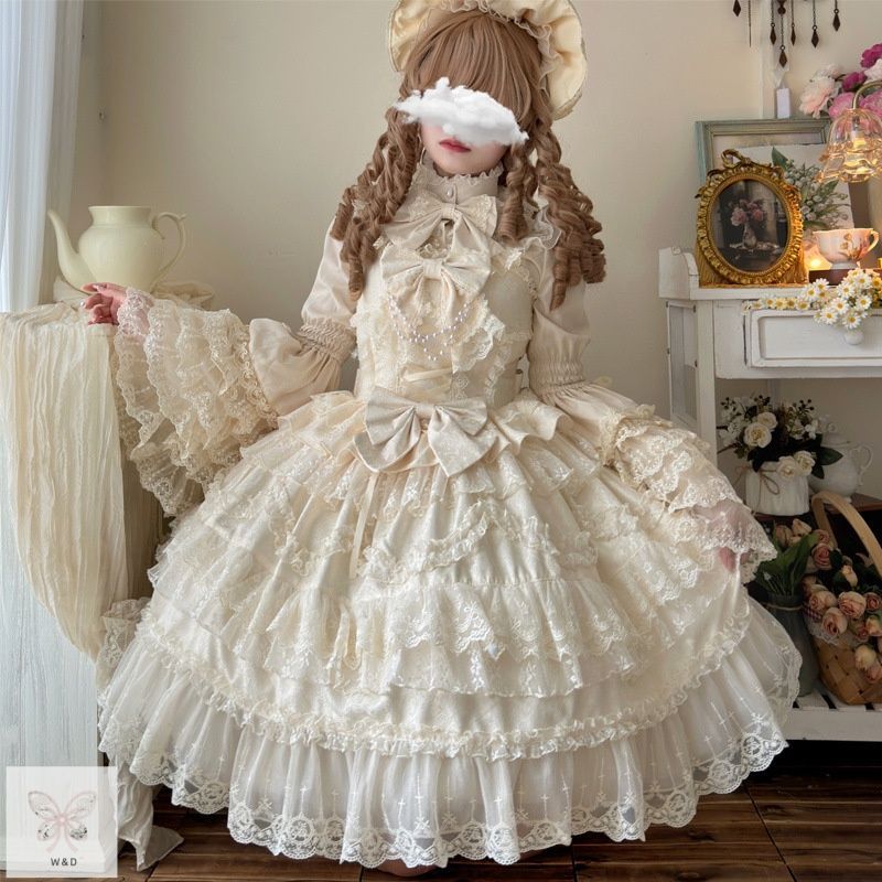 アプリコット ロリータキャミドレス スイートプリンセス フォトジェニック イベント 日常着 高品質 レース装飾 女性らしいシルエット 杏色の優しい輝きが 日常をふんわり魔法にかけるロマンティックな一着