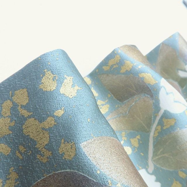 百華 Y 3915 正絹 金駒刺繡 箔散らし 一つ紋 手縫い仕立て 訪問着 着物