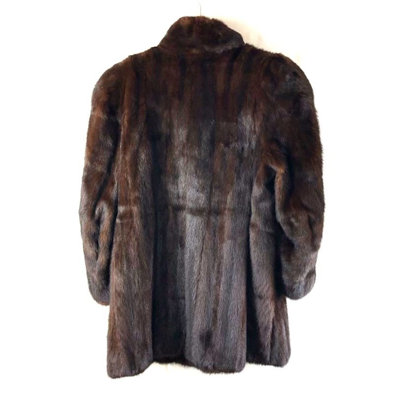 コート 毛皮 ミンク ロング 裏地付き サイドポケット 茶 974027