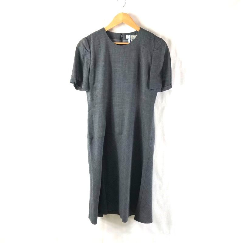 レリアン leilian セットアップ ジャケット ワンピース スーツ 半袖 薄手 裏地付き チャコールグレー 9サイズ 976549