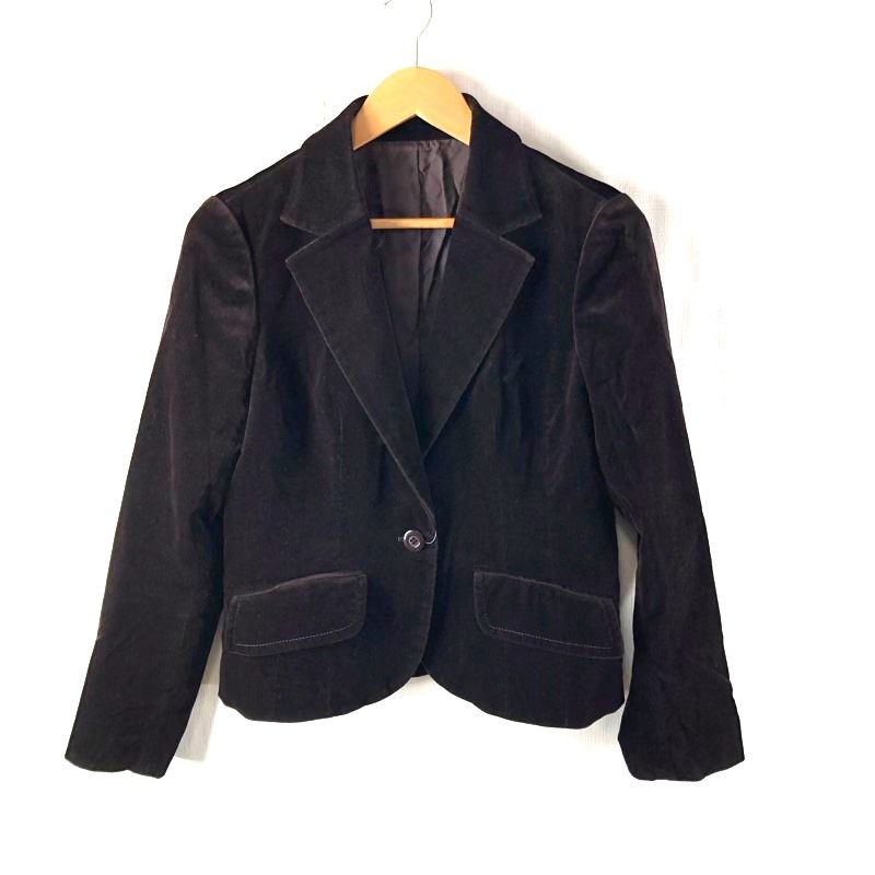 レリアン leilian ジャケット シングルボタン サイドポケット ベロア生地 ブラウン 11サイズ 978233