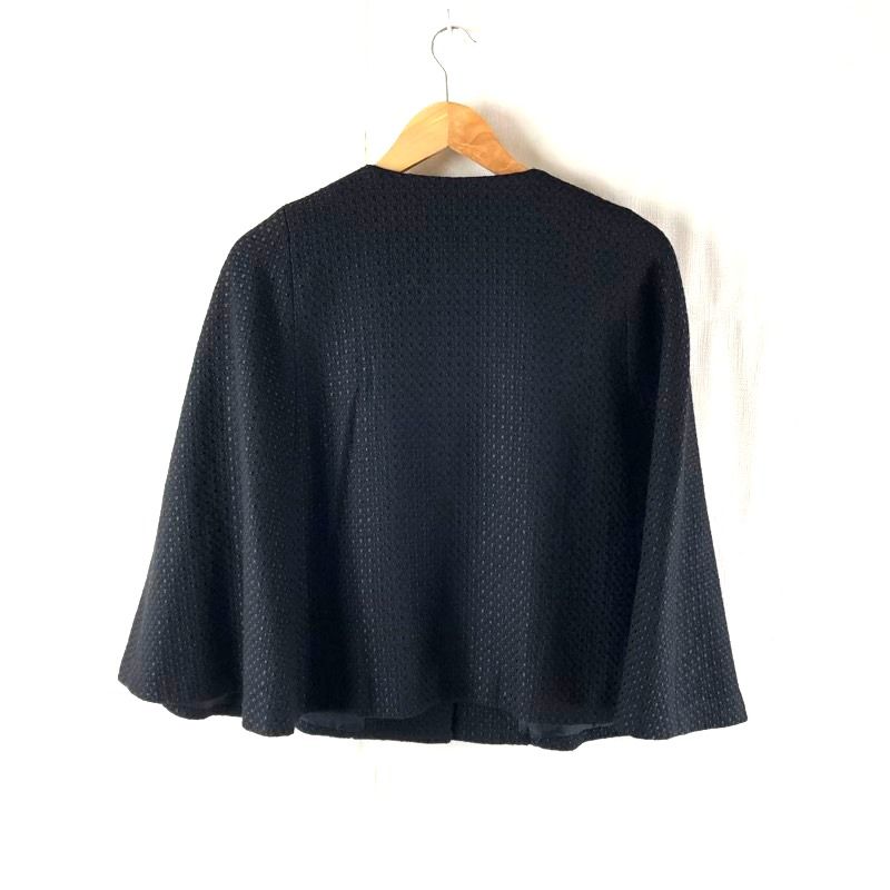 アナイ ANAYI ポンチョ 柄模様 ボタン 黒 38サイズ 978384