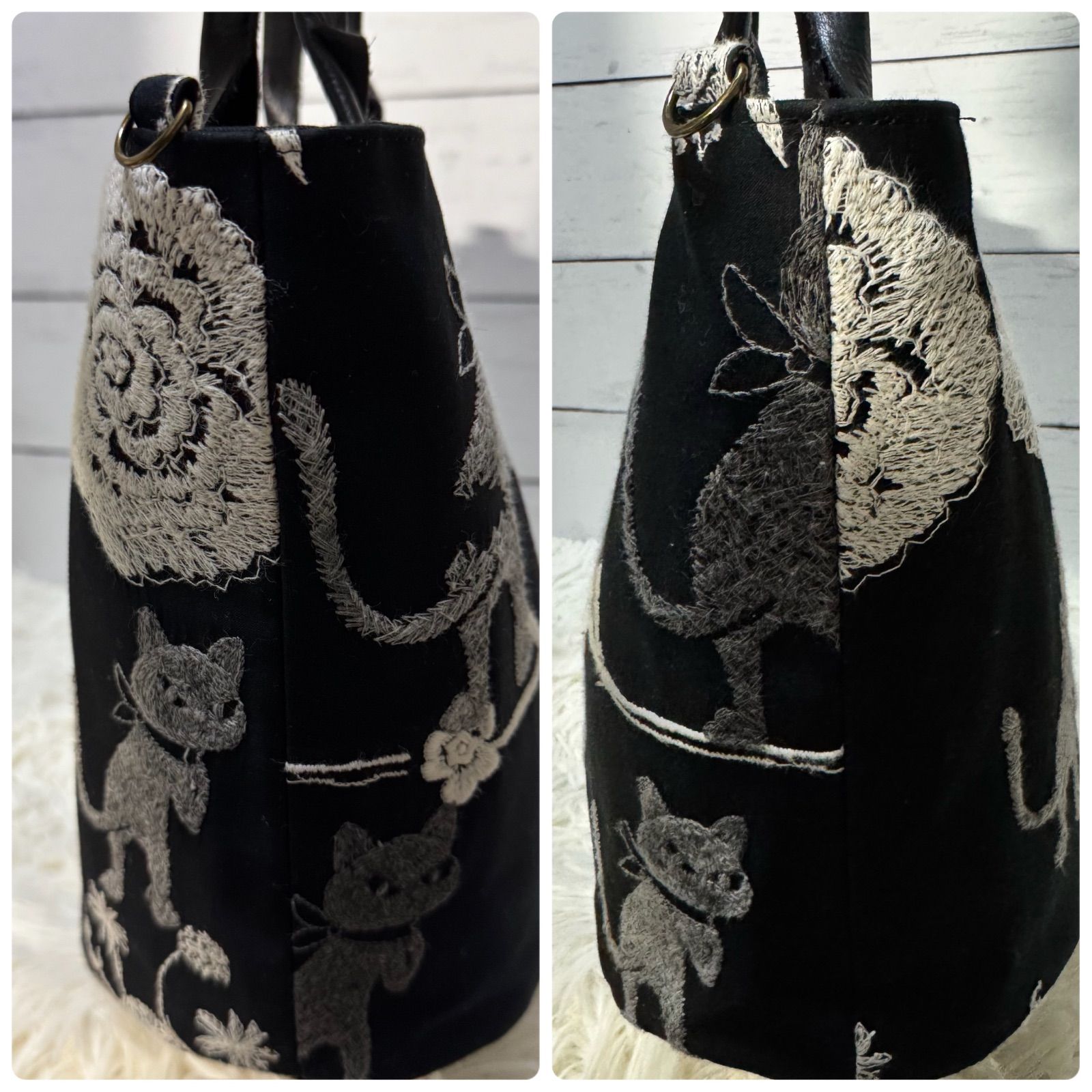 pjcクロッチくん ミナペルホネン トートバック 黒 バケツ型 持ち