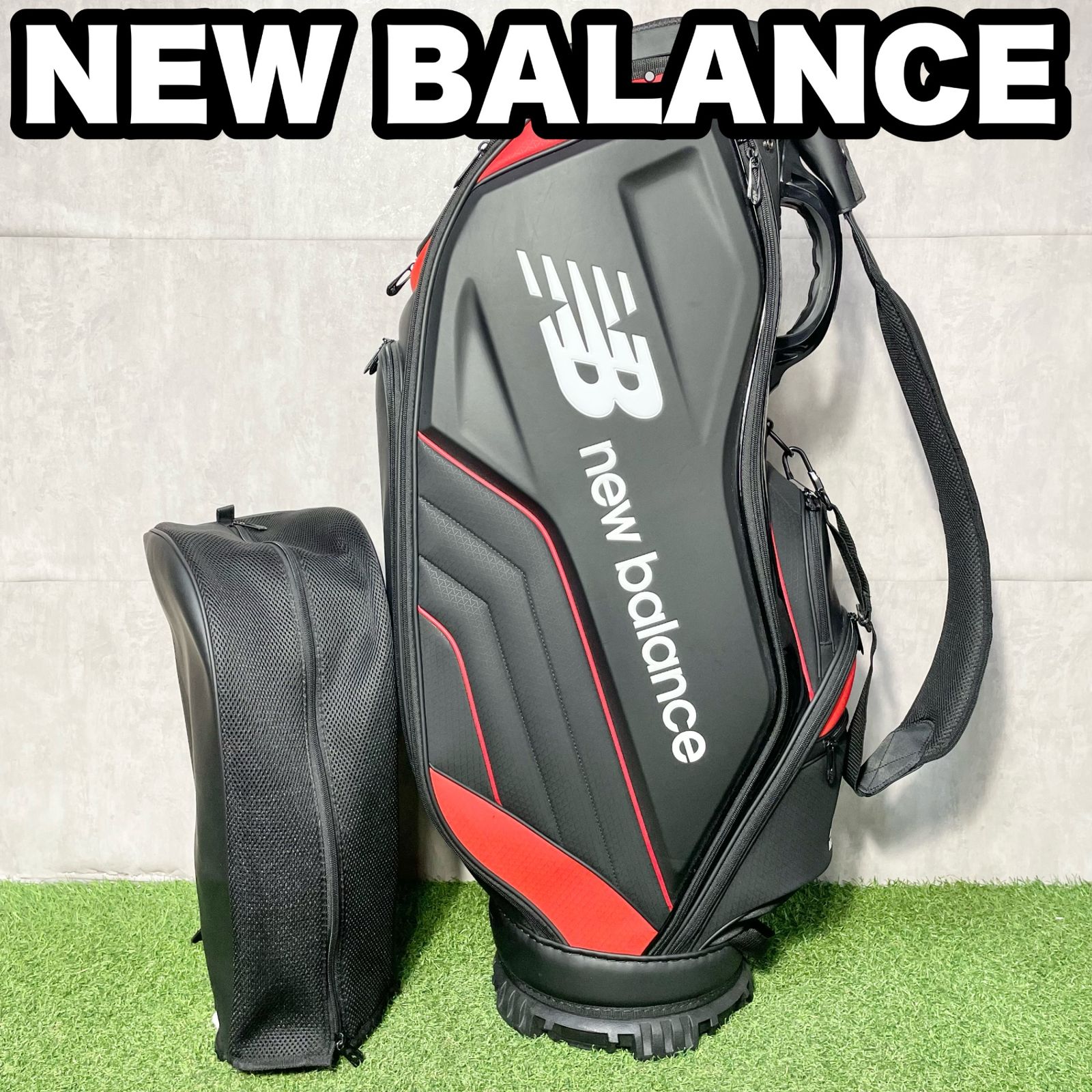 NEW BALANCE ニューバランス キャディバッグ ゴルフバッグ ブラック キャディバック ブラック レッド 9.5型 約3.68kg 46インチ対応
