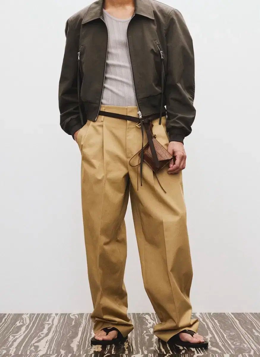 レクト 25 SS ベルト付き ハイウエスト コットン パンツ ベージュ