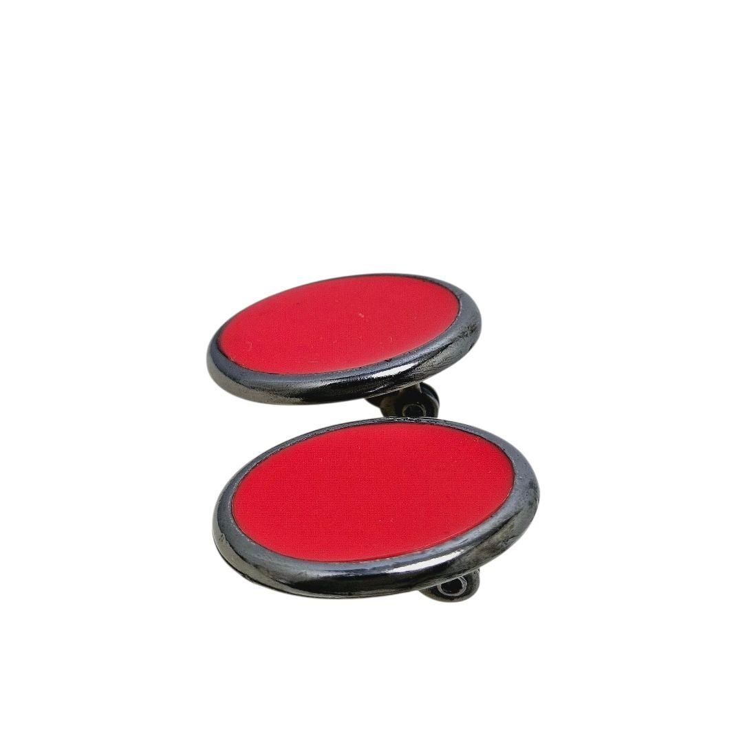 イヴ サンローラン イヤリング クローム レッド オーバル