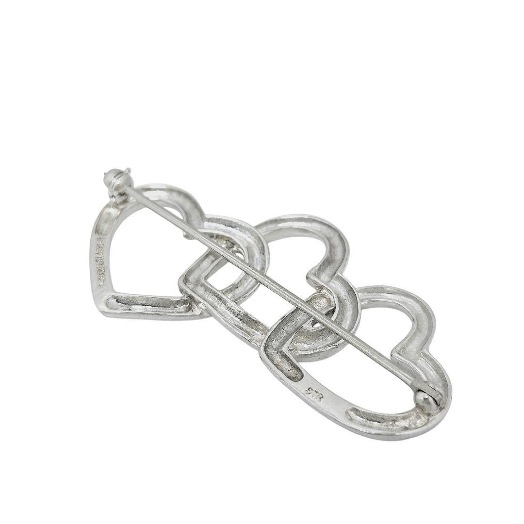 美品】ティファニー ブローチ トリプル オープンハート シルバー 美品