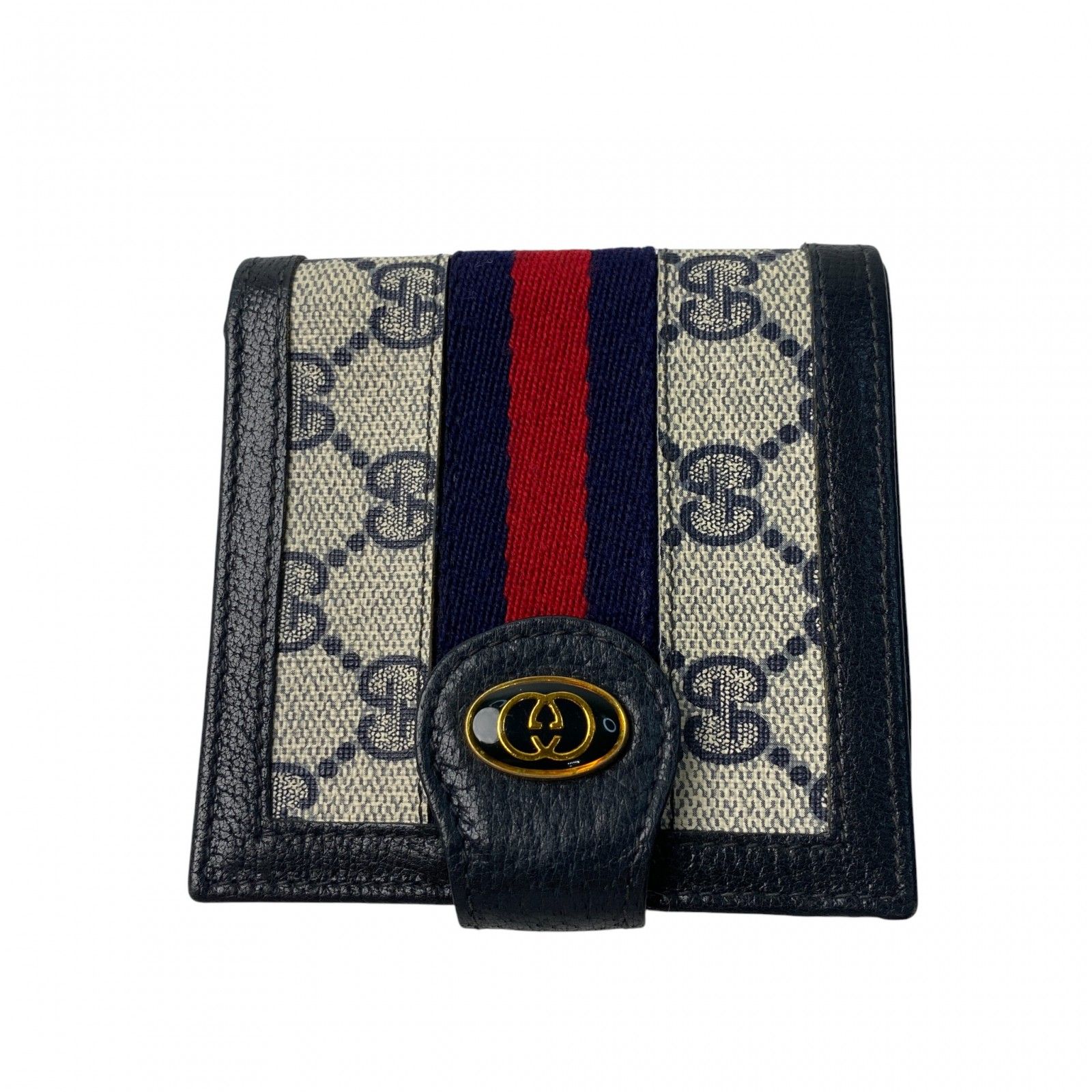 美品 GUCCI オールドグッチ 折り財布 ブラック レザー 本革 