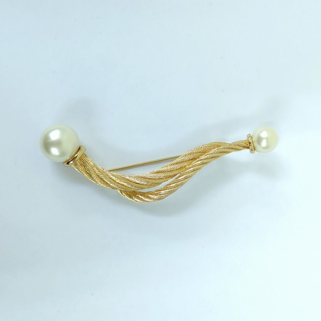 クリスチャンディーオル フェイクパール ブローチ ゴールドカラー