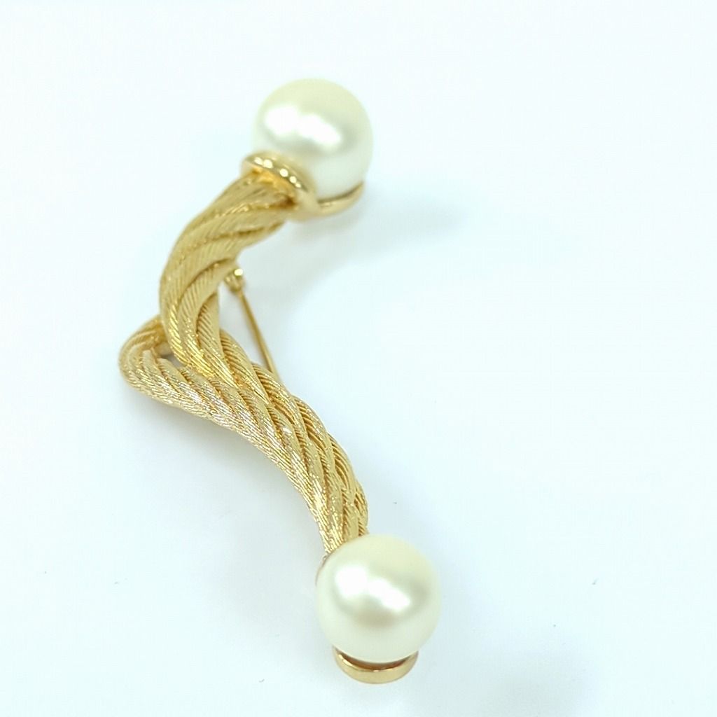 クリスチャンディーオル フェイクパール ブローチ ゴールドカラー