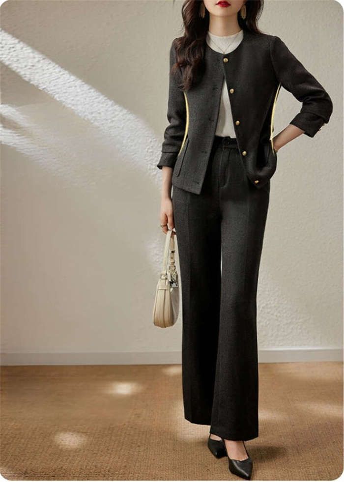 スーツ レディース セットアップ パンツスーツ ツイード風 レディース ジャケット リクルートスーツ ノー 長袖 春 秋 フォーマルスー